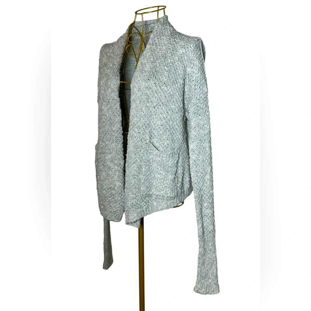 Abercrombie and Fitch Gray Cable Knit Open Cardigan with Patch Pockets, Small